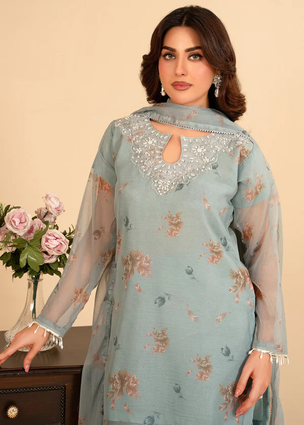 RANI luxury chiffon Embroidered Flared Gharara womenswear 3 piece ready to wear suit