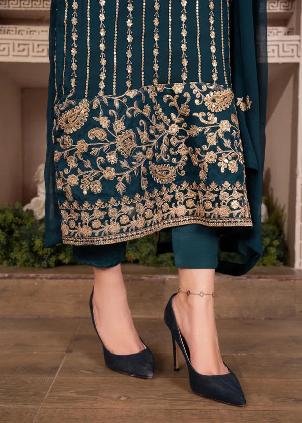 LIVA Luxury classy style Chiffon 3 piece ready to wear traditional embroidered asian suit stylish womenswear outfit