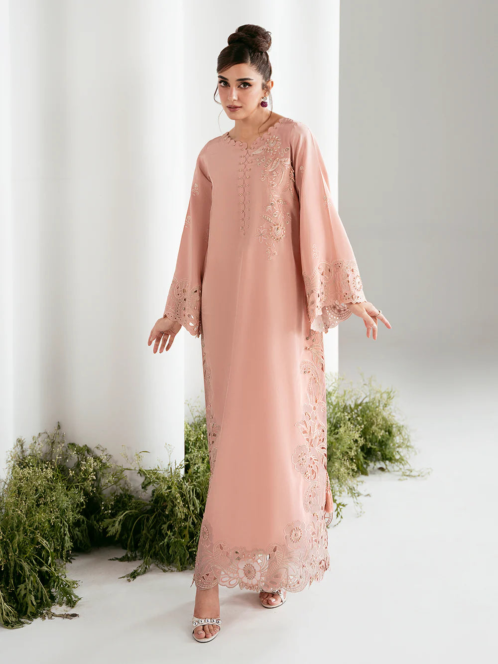 AZURE Luxury classy stylish Silk Kaftan outfit ready to wear modern embroidered asian stylish womenswear outfit