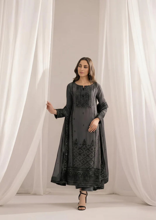 TAHIRA Luxury classy style Chiffon 3 piece ready to wear traditional embroidered asian suit stylish womenswear outfit