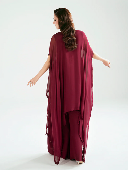 Rose Luxury classy style Cape outfit ready to wear modern embroidered asian stylish womenswear outfit