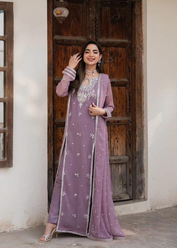 JASMIN Luxury classy Slit style Chiffon 3 piece ready to wear traditional embroidered asian suit stylish womenswear outfit