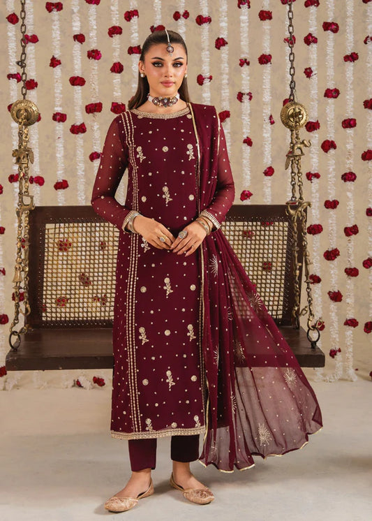 Kiran luxury chiffon Embroidered womenswear 3 piece ready to wear suit (Watch video)