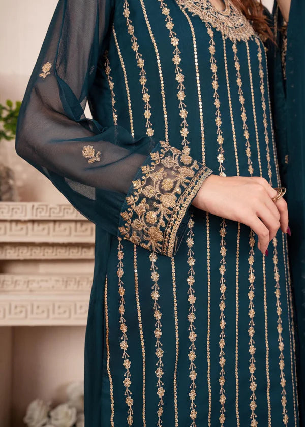 LIVA Luxury classy style Chiffon 3 piece ready to wear traditional embroidered asian suit stylish womenswear outfit