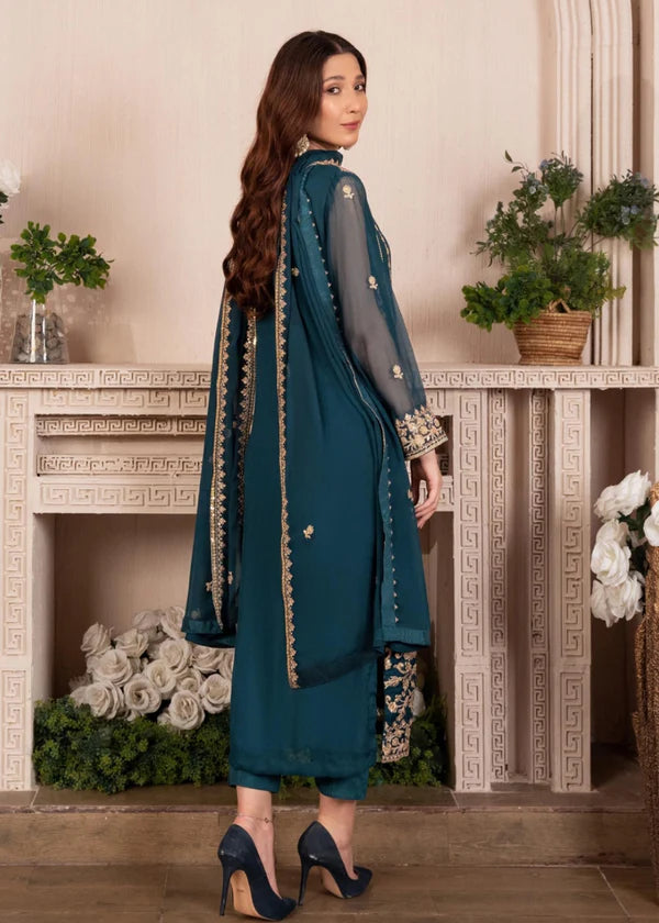 LIVA Luxury classy style Chiffon 3 piece ready to wear traditional embroidered asian suit stylish womenswear outfit