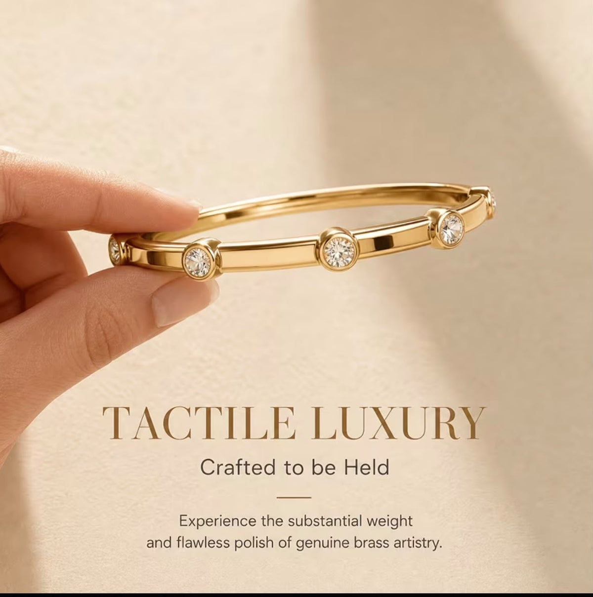 Luna Crystal Brass Bracelet