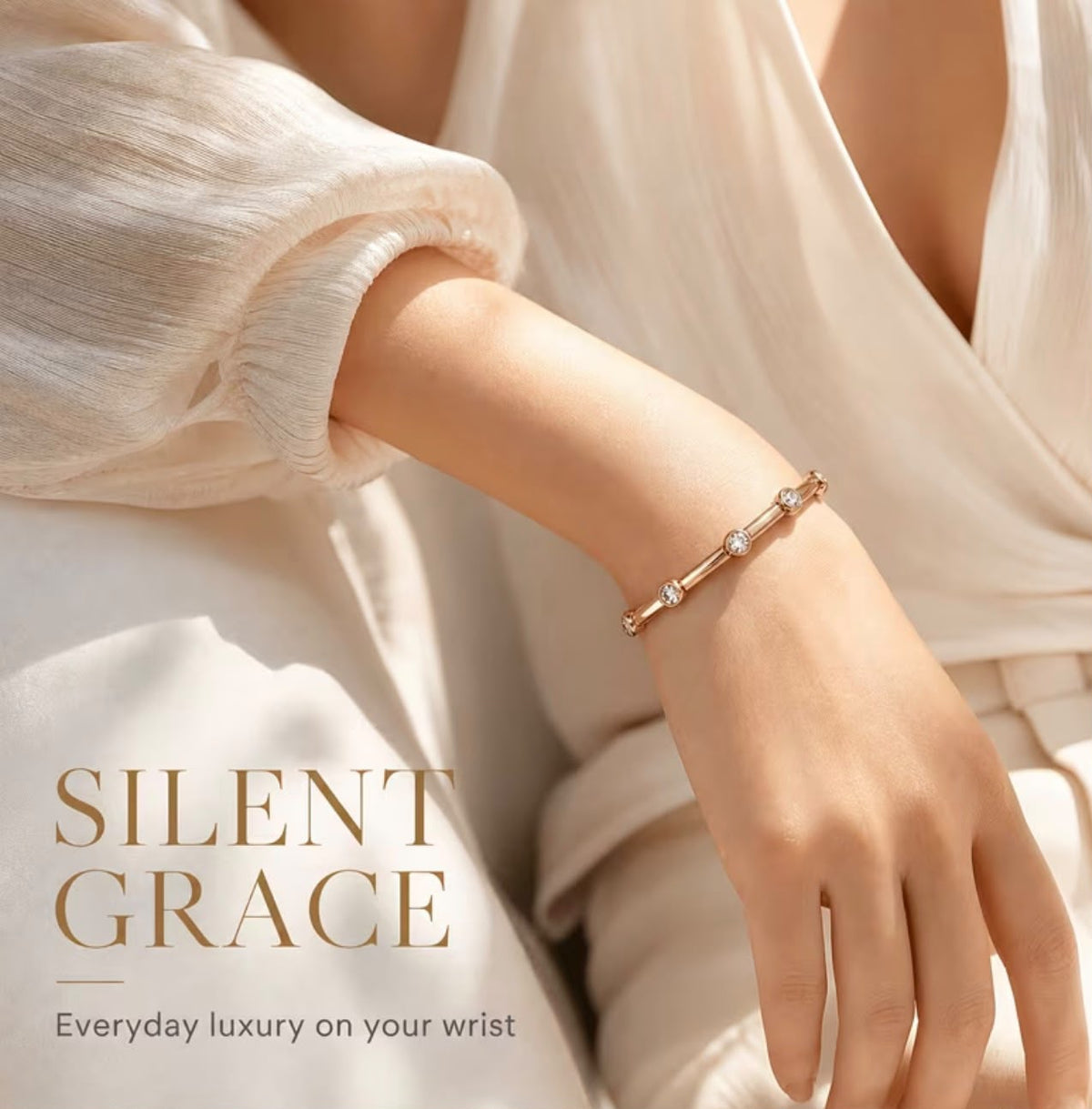 Luna Crystal Brass Bracelet