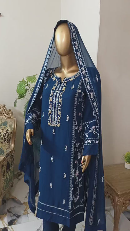 Cathryn Chiffon 3 piece ready to wear traditional suit - women wear