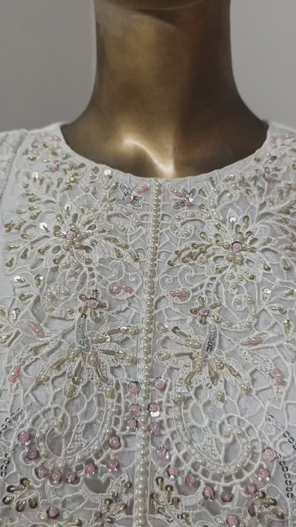 NOOR JAHAN Luxury classy Chiffon 3D Heavy work 3 piece ready to wear traditional embroidered asian stylish womenswear outfit - (Watch video)