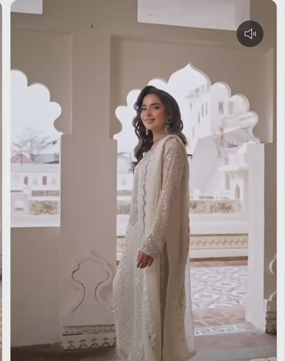 SMILEY Luxury classy style Chiffon 3 piece ready to wear traditional embroidered asian suit stylish womenswear outfit Shirt length 46”-48” (Watch video)