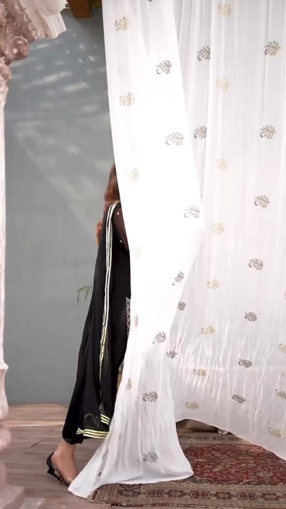 IZEL - 3 piece ready to wear traditional embroidered Chiffon suit