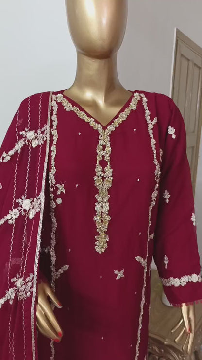 Kajol Chiffon 3 piece ready to wear traditional suit - women wear