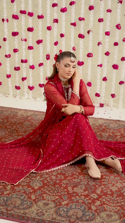 GULNAR luxury chiffon Embroidered womenswear 3 piece ready to wear suit (Watch video)